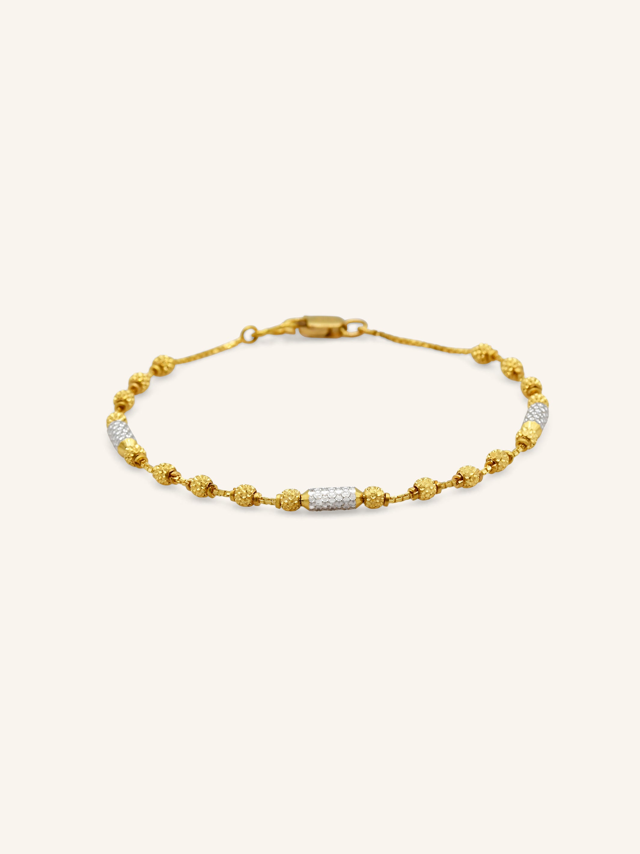 22ct Gold Two Tone Ball Bracelet