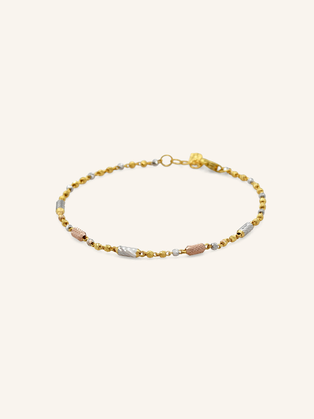 22ct Rose Gold Two Tone Ball Bracelet