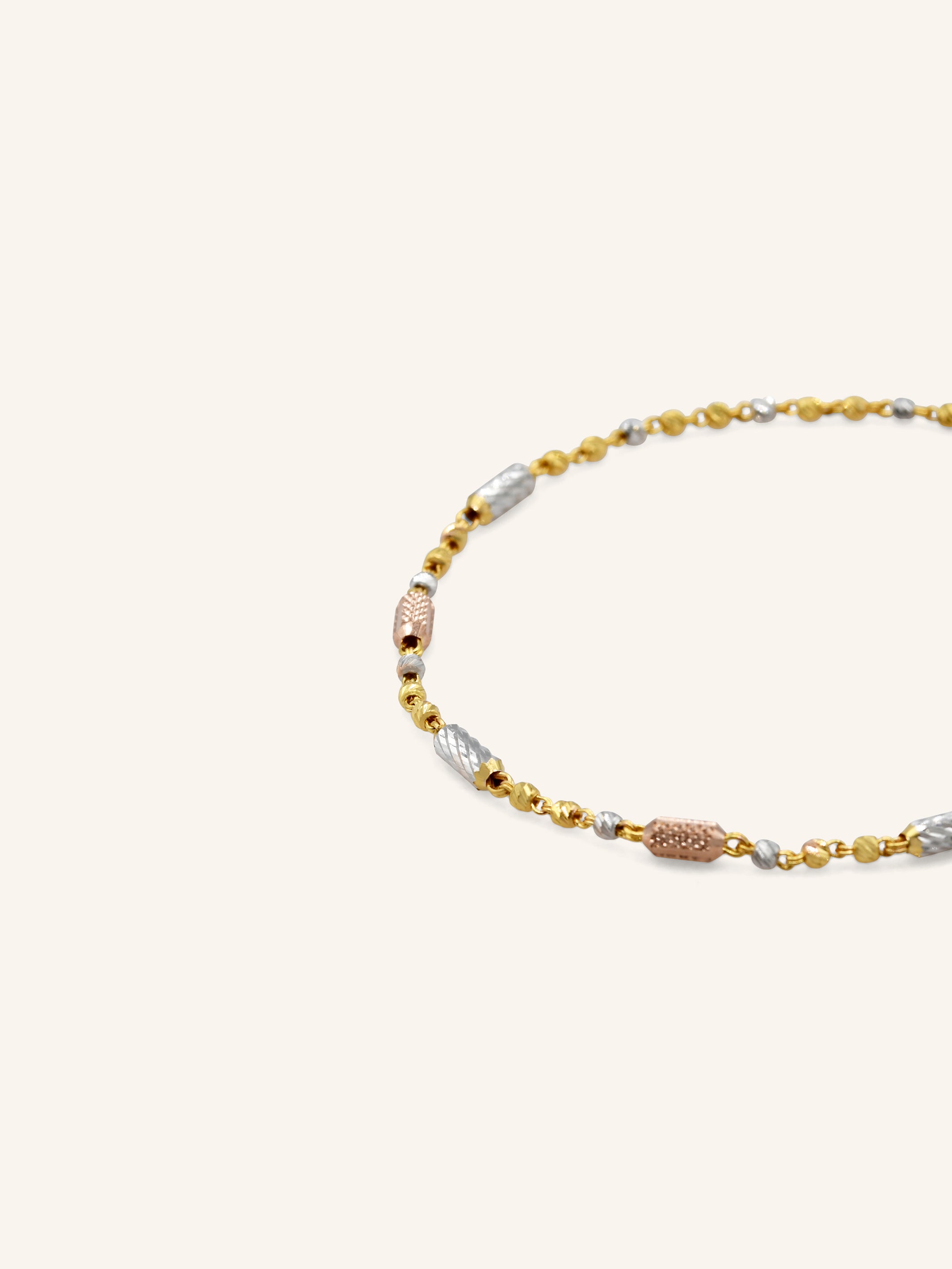 22ct Rose Gold Two Tone Ball Bracelet