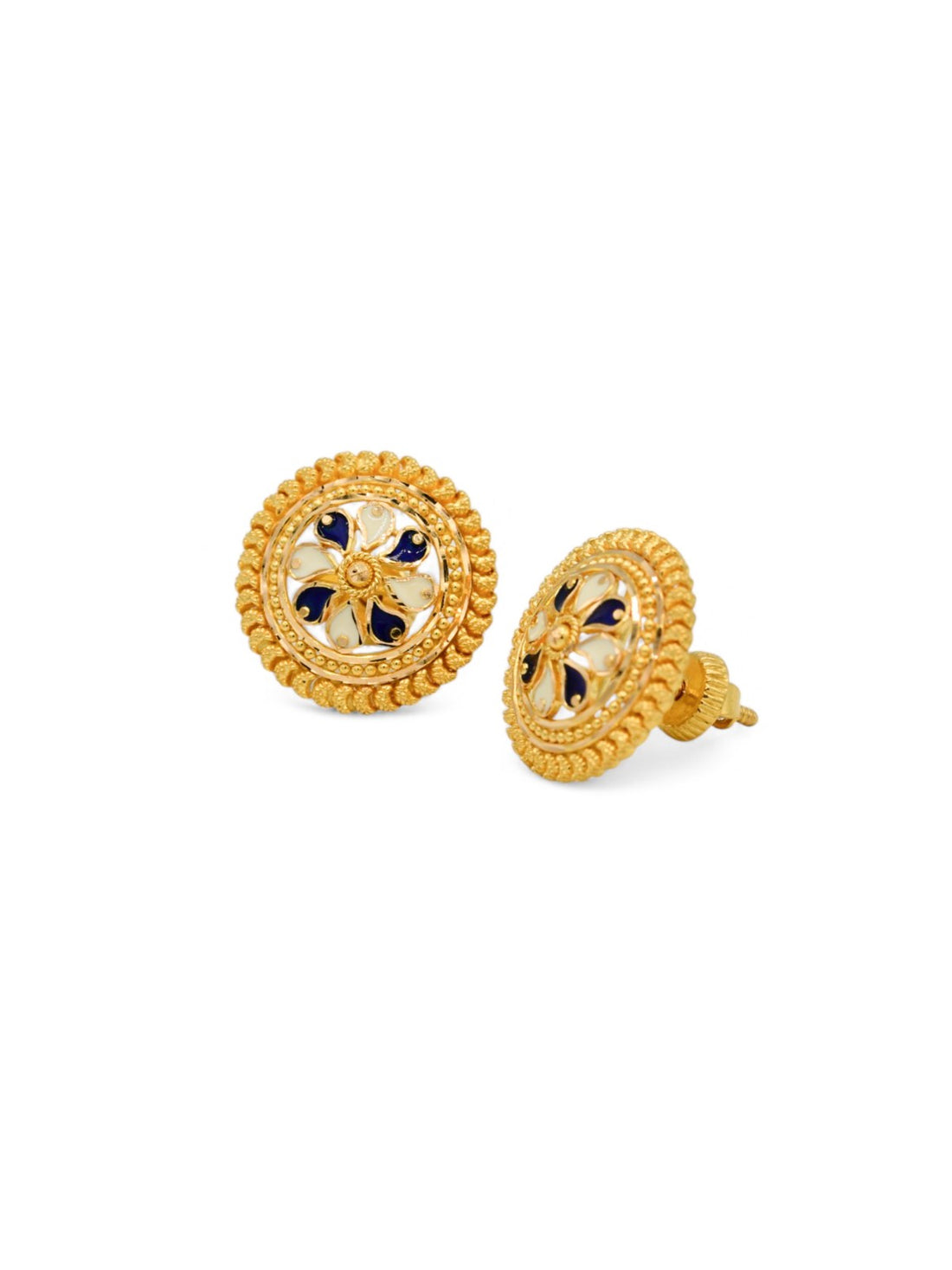 22ct Gold Minakari Stud Earrings - Roop Darshan