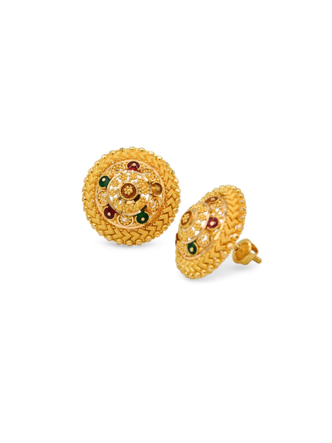 22ct Gold Minakari Stud Earrings - Roop Darshan