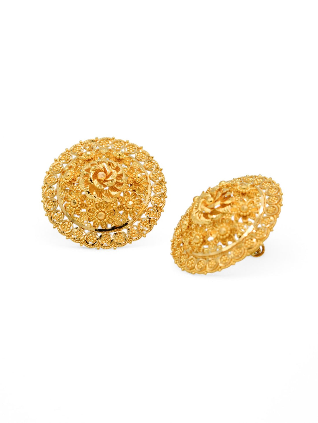 22ct Gold Filigree Stud Earrings - Roop Darshan