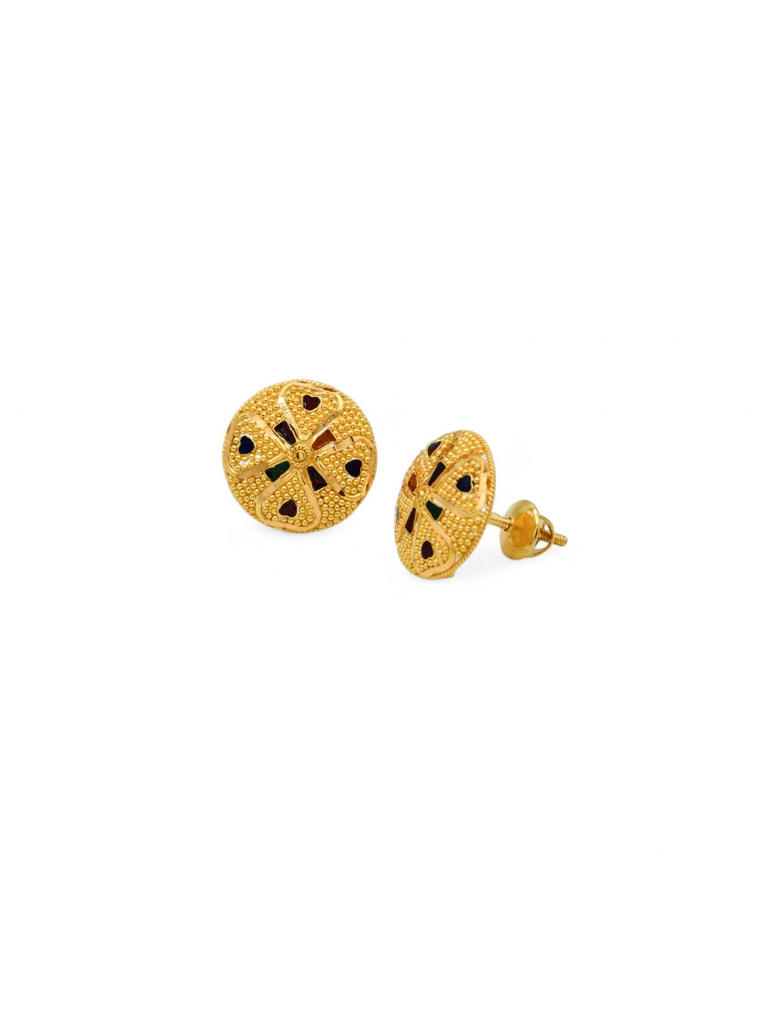 22ct Gold Minakari Stud Earrings - Roop Darshan