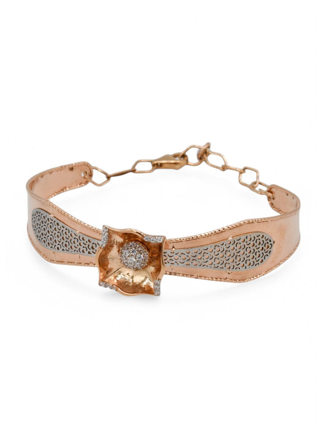 18ct Rose Gold Two Tone  Bangle - Roop Darshan