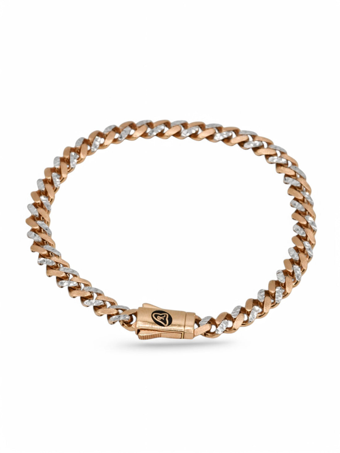 18ct Rose Gold Two Tone Curb Bracelet - Roop Darshan