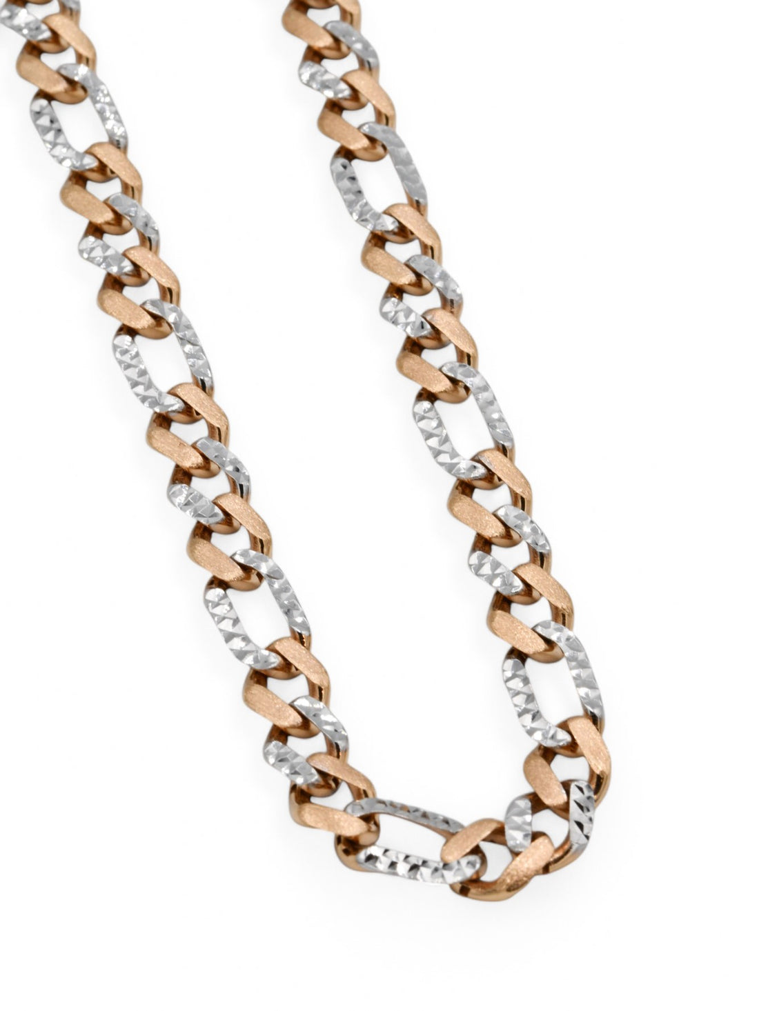 18ct Rose Gold Two Tone Curb Chain - Roop Darshan