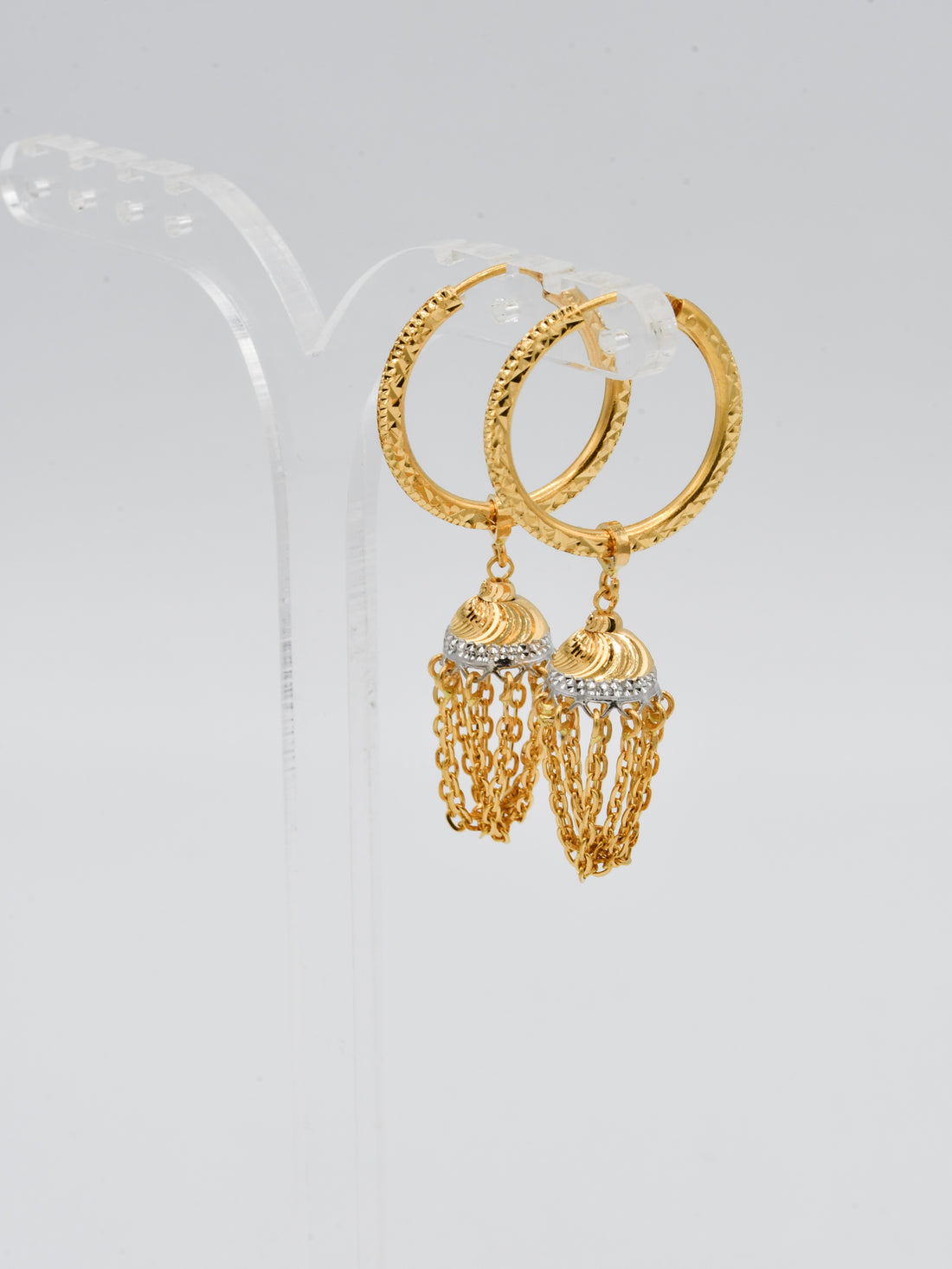 22ct Gold Two Tone Jhumki Bali - Roop Darshan