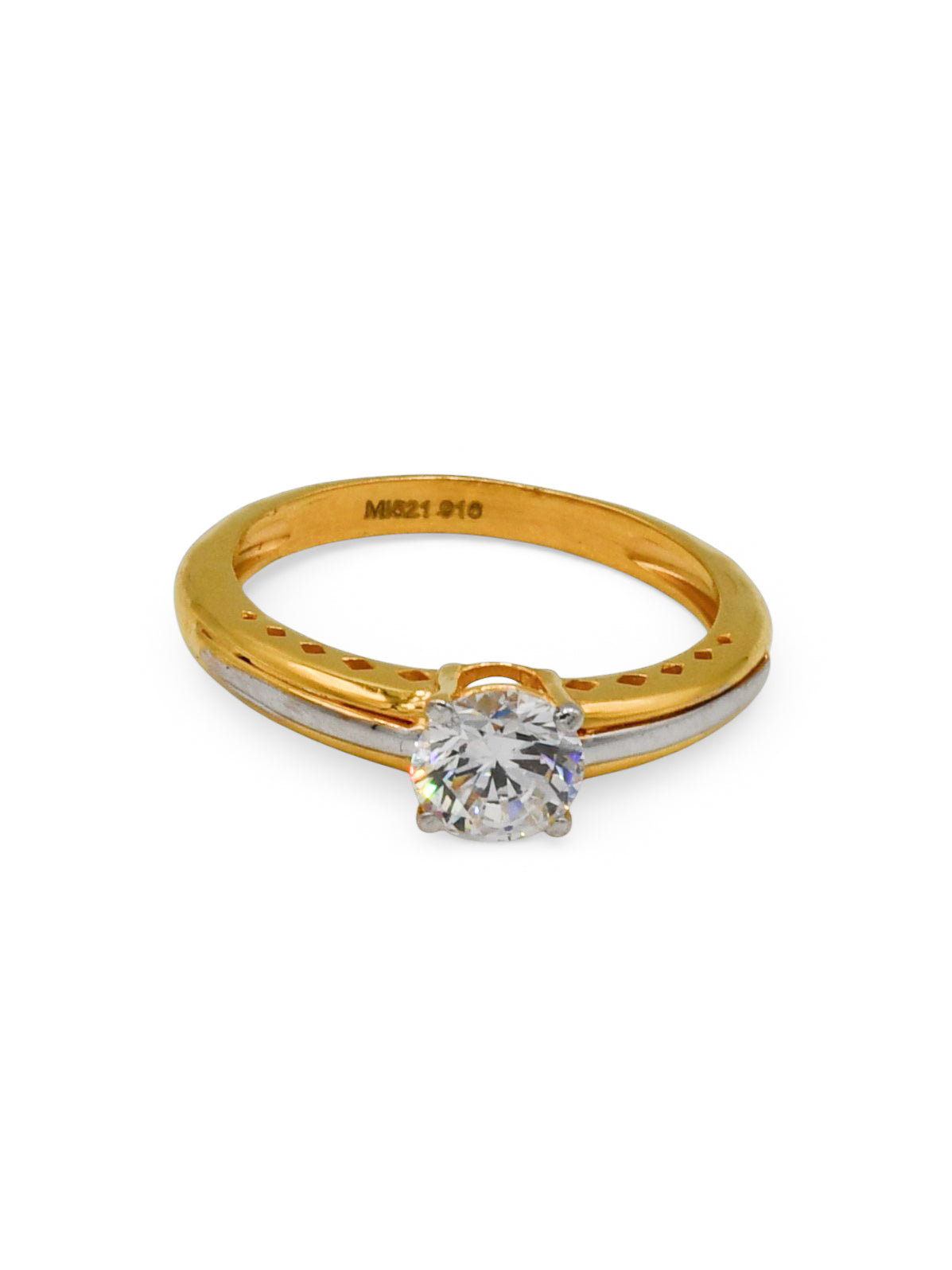 22Ct Gold Two Tone CZ Ladies Ring