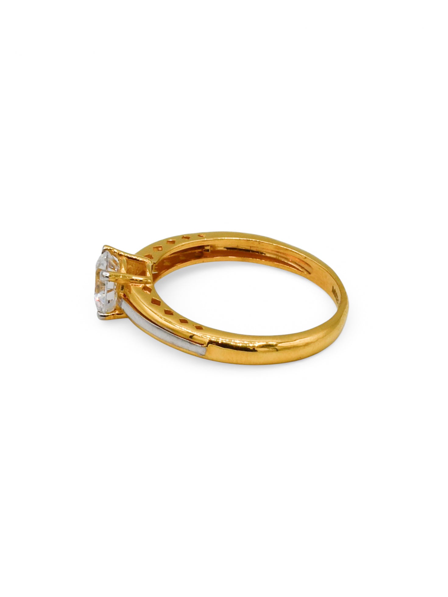 22Ct Gold Two Tone CZ Ladies Ring - Roop Darshan