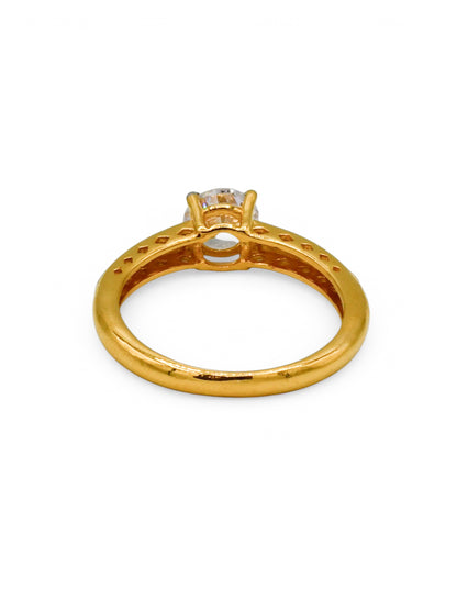 22Ct Gold Two Tone CZ Ladies Ring
