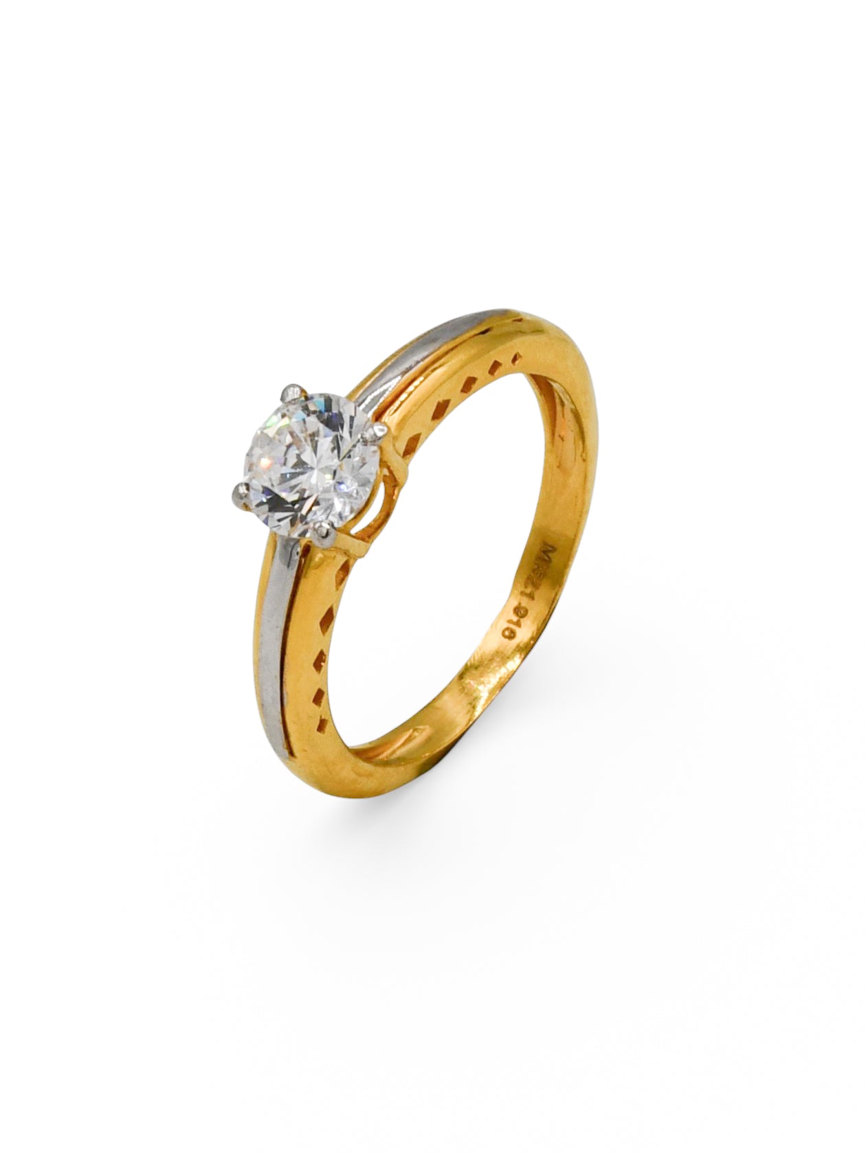 22Ct Gold Two Tone CZ Ladies Ring