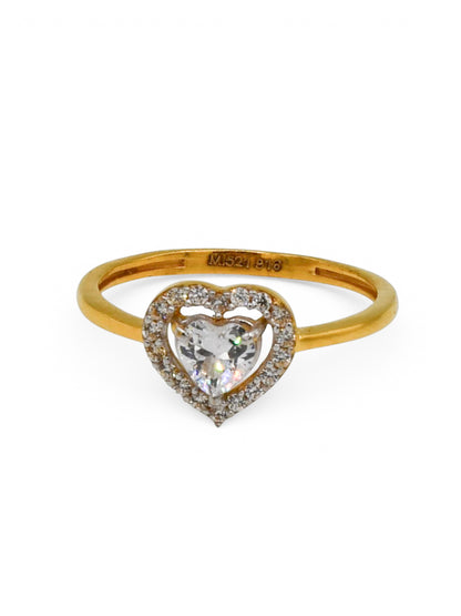 22Ct Gold CZ Heart Ladies Ring