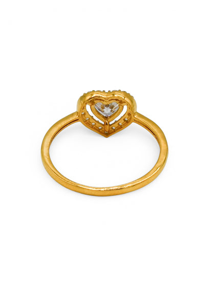 22Ct Gold CZ Heart Ladies Ring