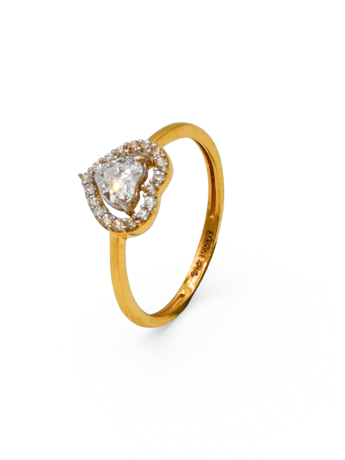 22Ct Gold CZ Heart Ladies Ring