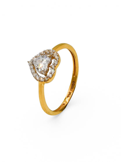 22Ct Gold CZ Heart Ladies Ring