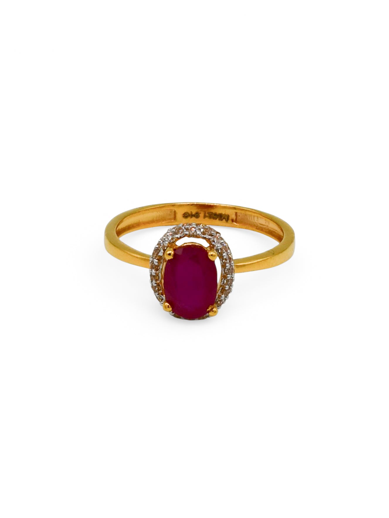 22Ct Gold Pink CZ Ladies Ring