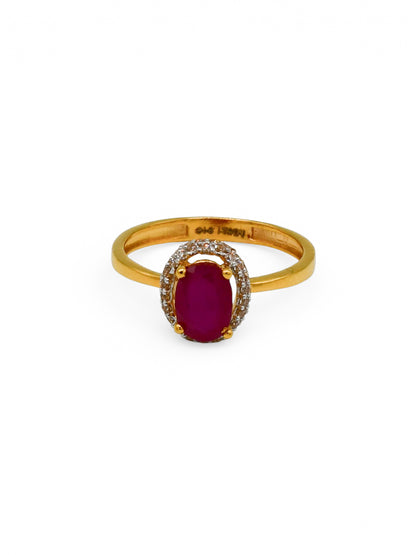 22Ct Gold Pink CZ Ladies Ring