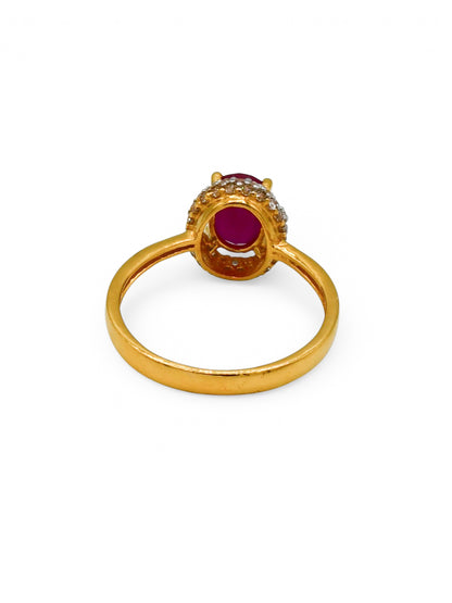 22Ct Gold Pink CZ Ladies Ring