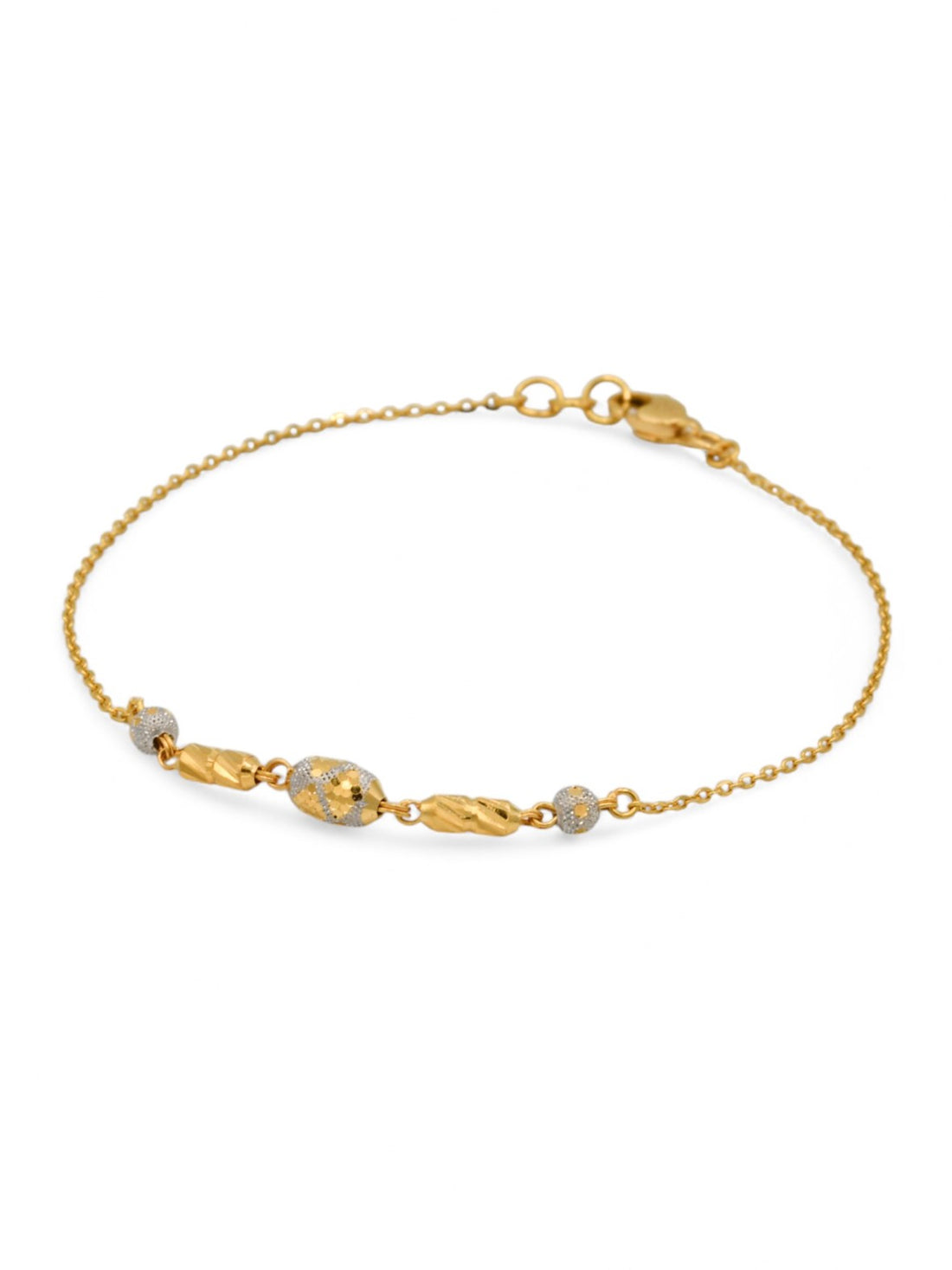 22ct Gold Two Tone Ball Ladies Bracelet - Roop Darshan