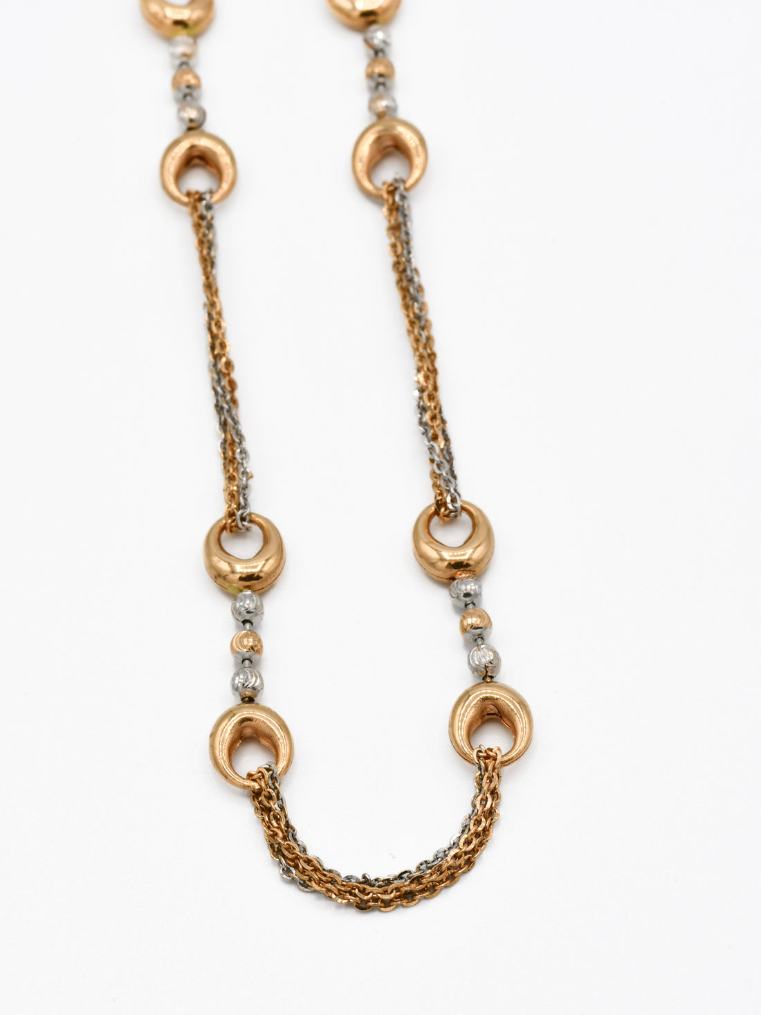 18ct Rose Gold Two Tone Ball Fancy Chain - Roop Darshan