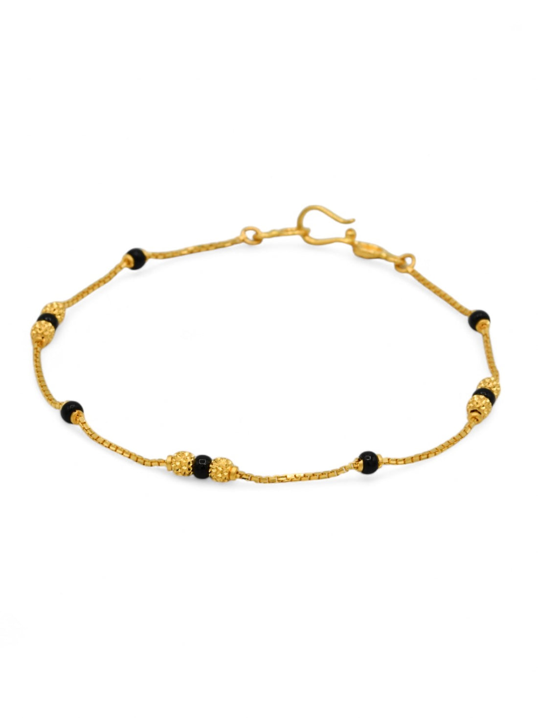 22ct Gold Ball Black Beads Ladies Bracelet - Roop Darshan
