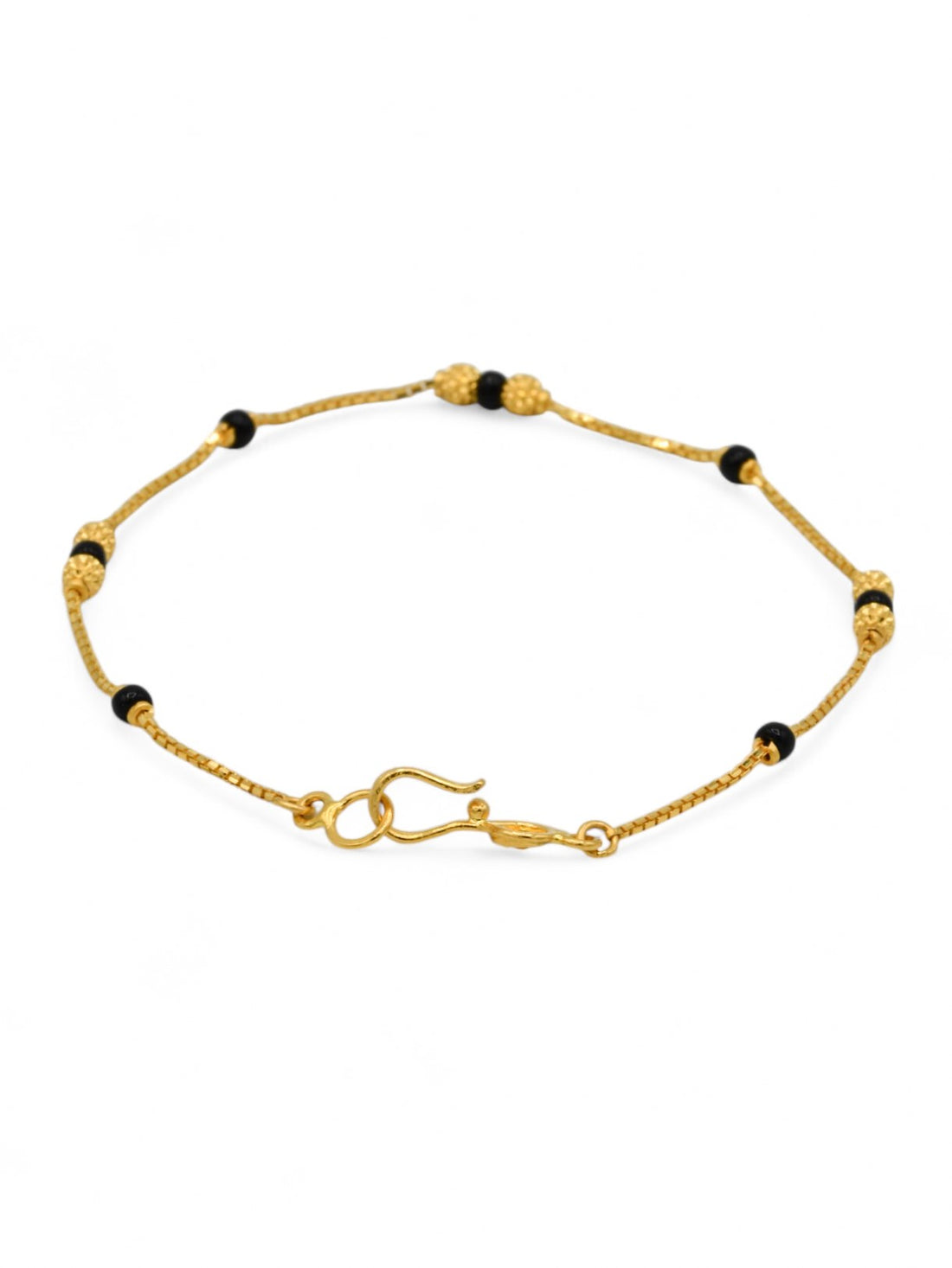 22ct Gold Ball Black Beads Ladies Bracelet - Roop Darshan