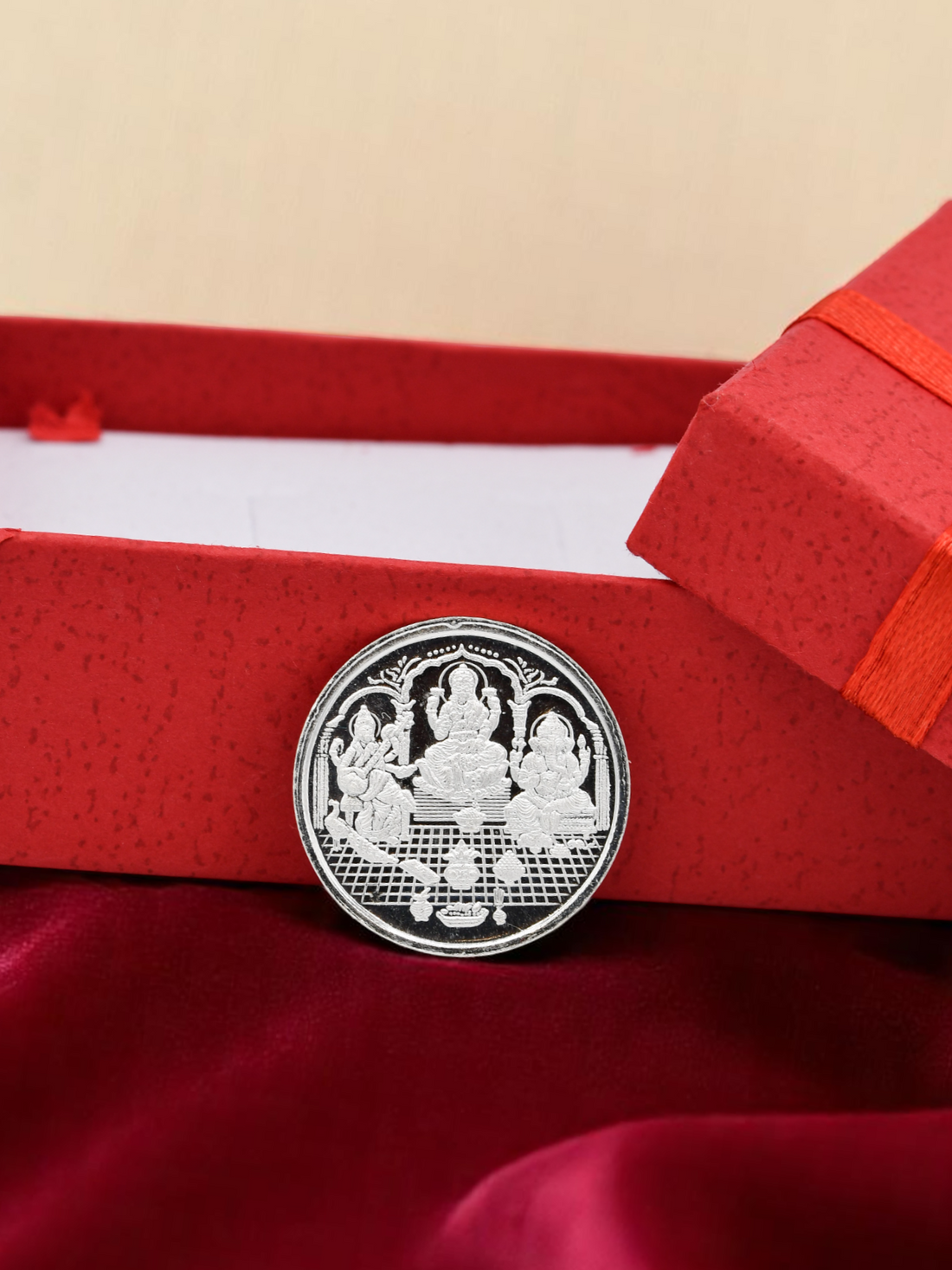 5 Grams Silver Laxmiji, Saraswati &amp; Ganesha Coin