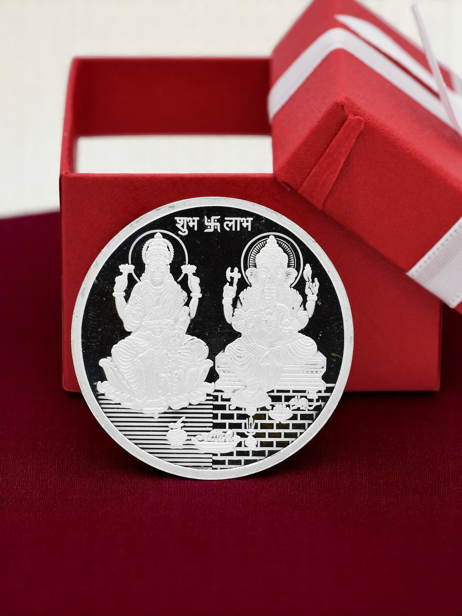 100 Grams Silver Laxmiji &amp; Ganesha Coin - Roop Darshan