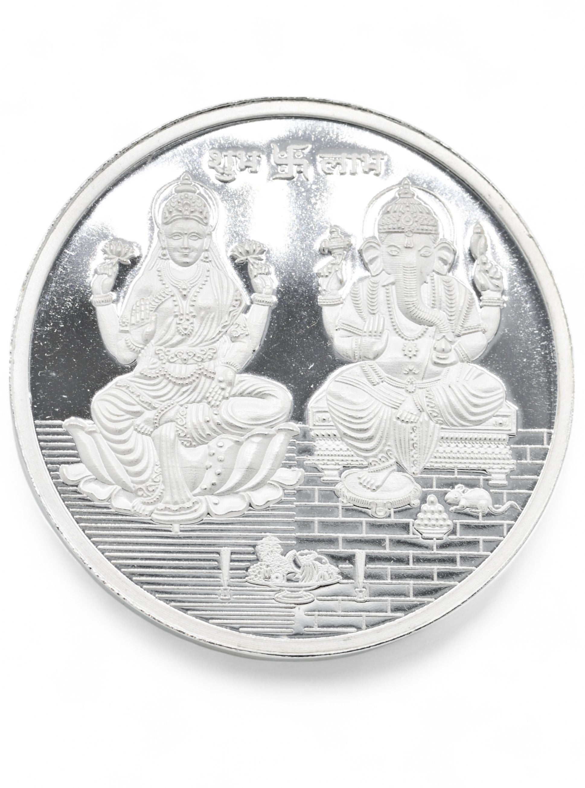100 Grams Silver Laxmiji &amp; Ganesha Coin - Roop Darshan