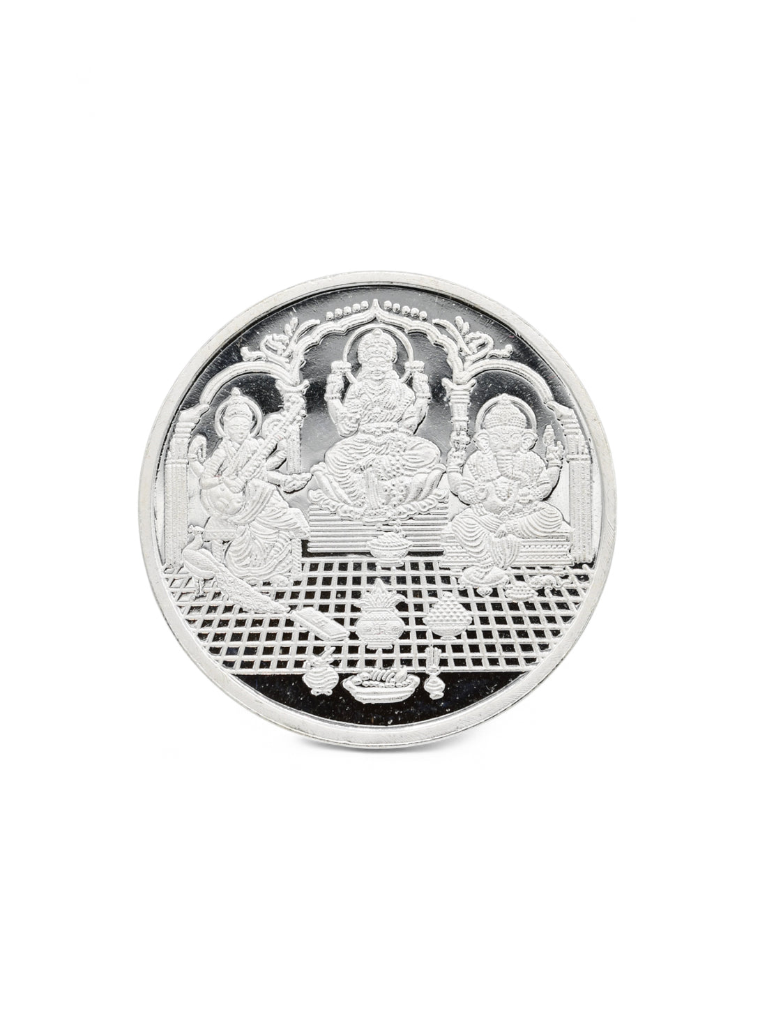 20 Grams Silver Laxmiji, Saraswati &amp; Ganesha Coin