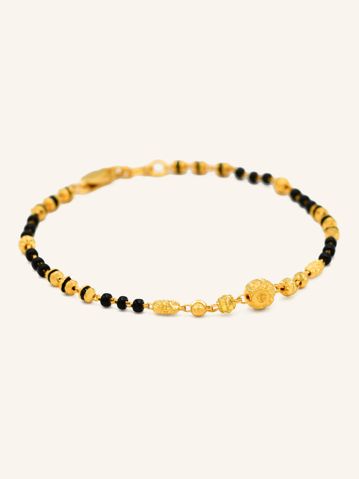 22ct Gold Black Bead Ball Bracelet