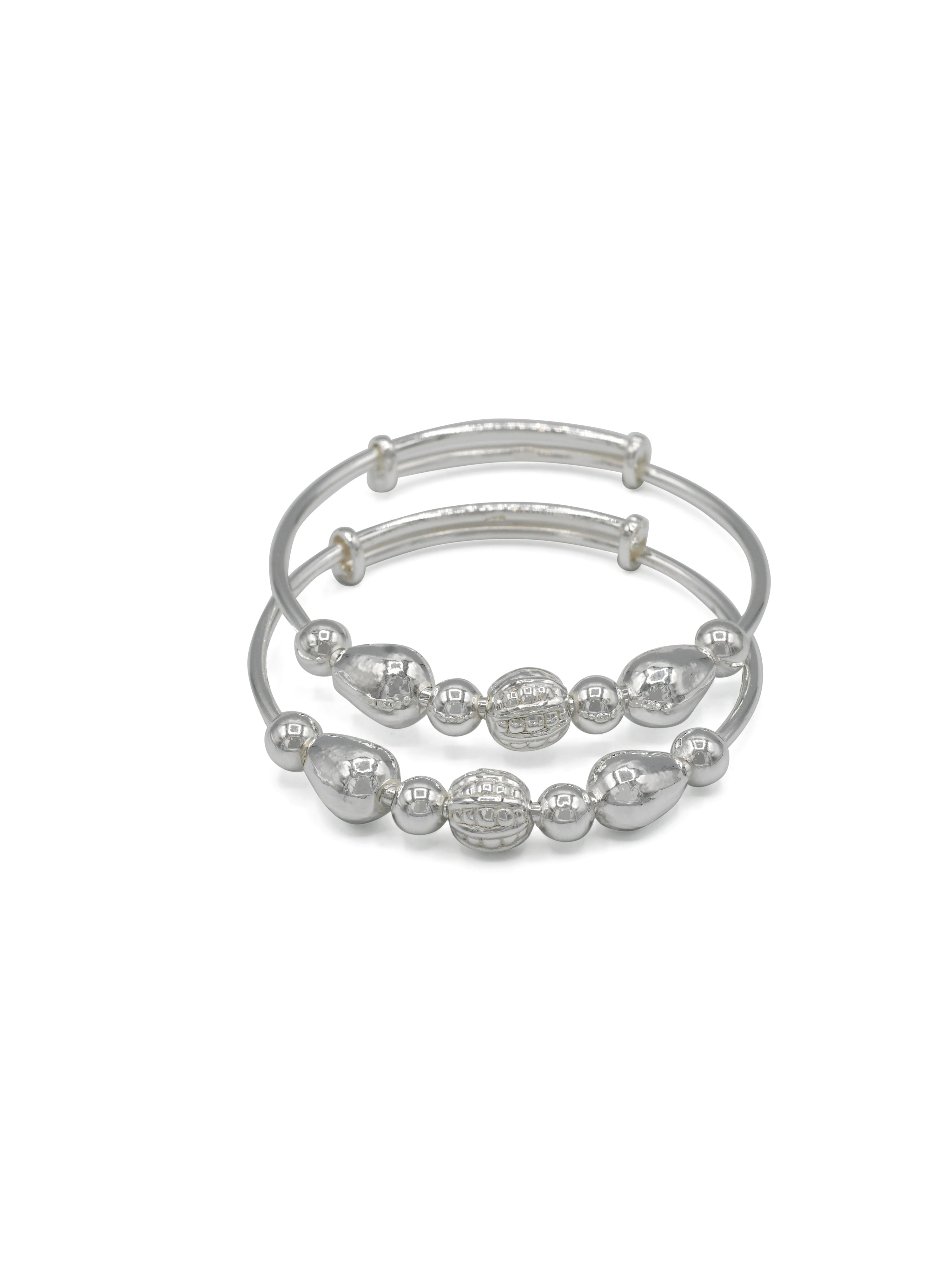 Silver Adjustable Pair Baby Bangle - Roop Darshan