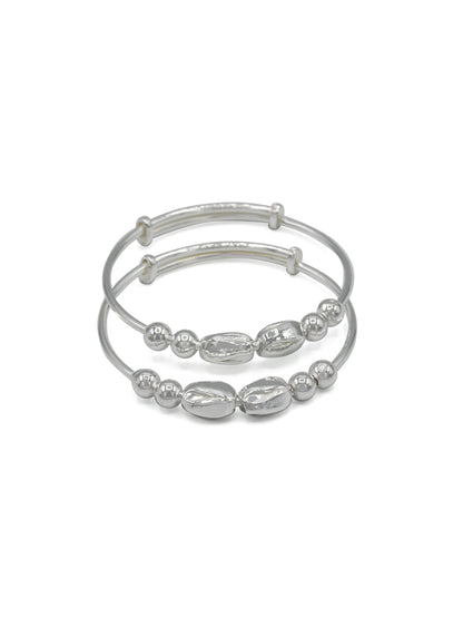 Silver Adjustable Pair Baby Bangle
