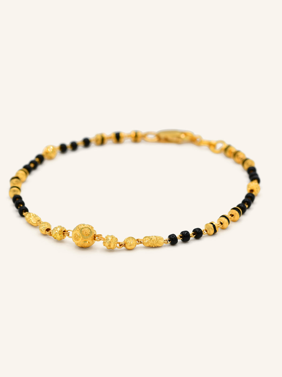 22ct Gold Black Bead Ball Bracelet