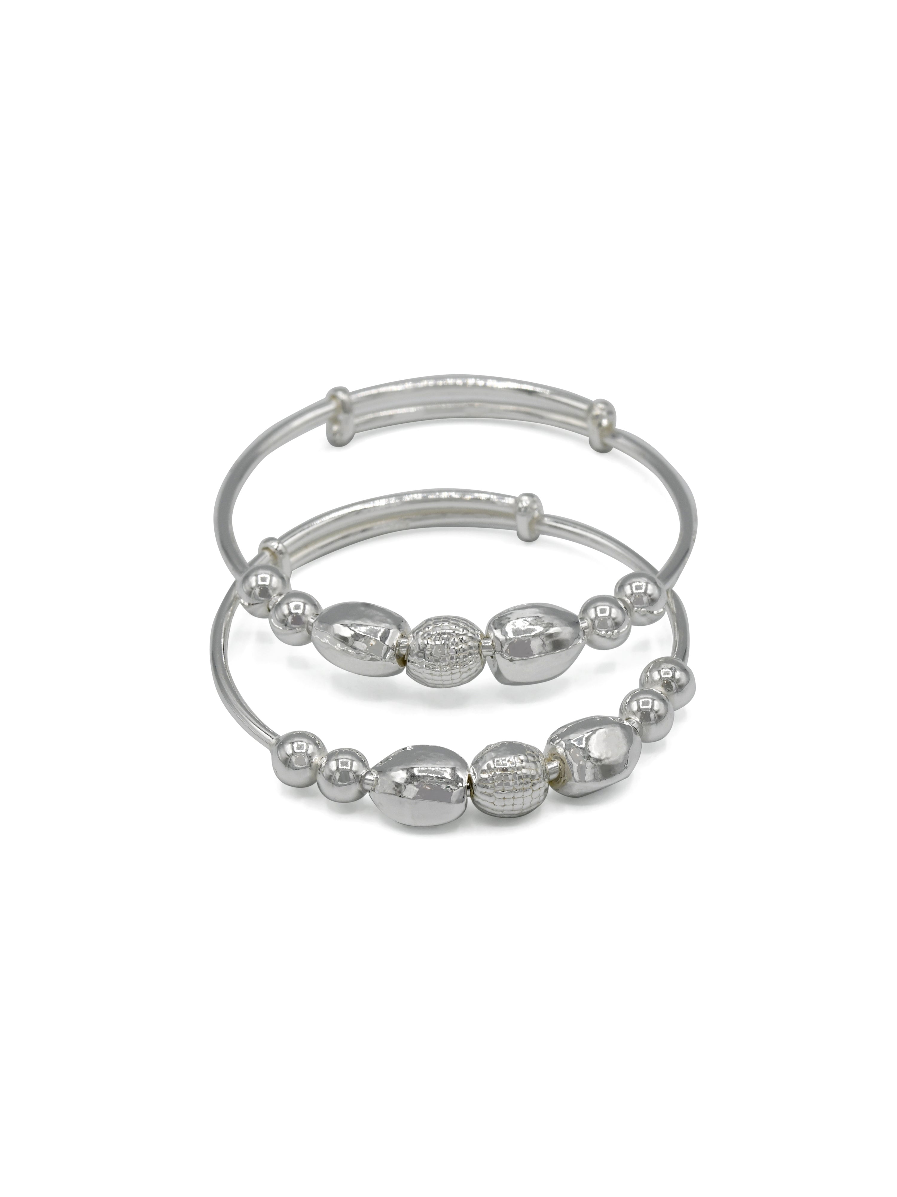 Silver Adjustable Pair Baby Bangle - Roop Darshan