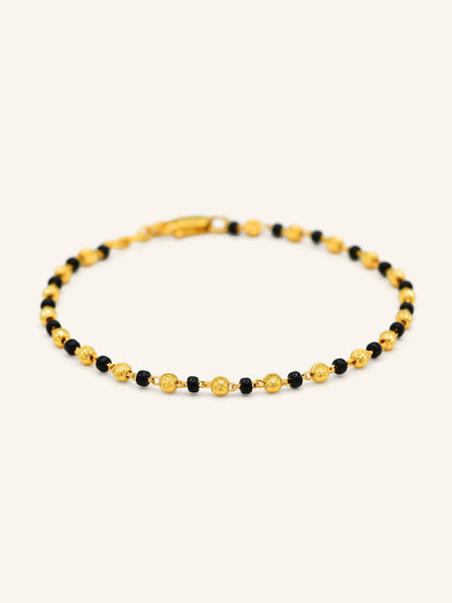 22ct Gold Black Bead Ball Bracelet