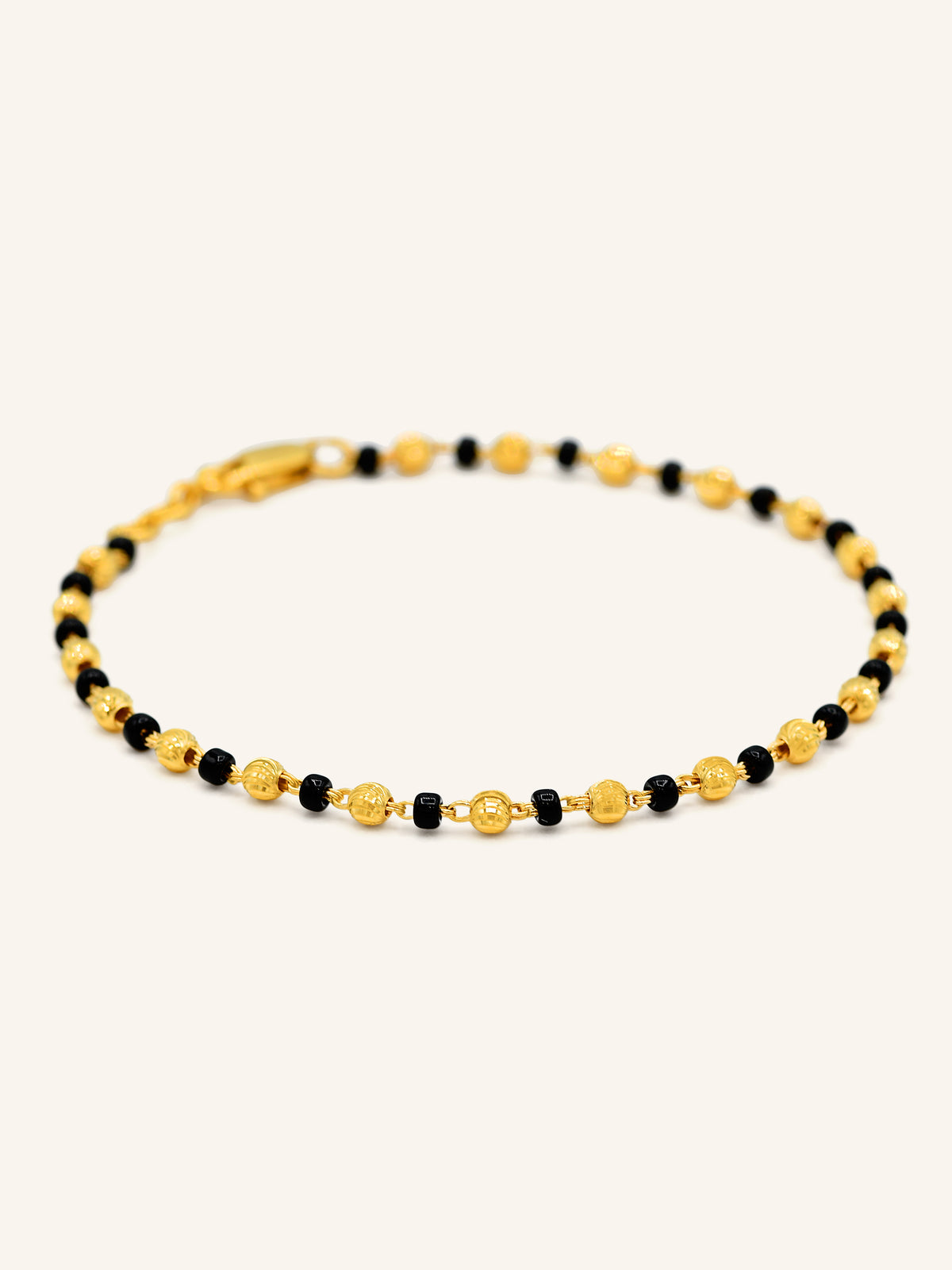 22ct Gold Black Bead Ball Bracelet