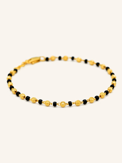 22ct Gold Black Bead Ball Bracelet