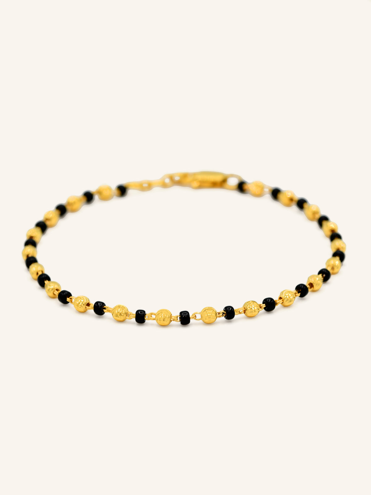 22ct Gold Black Bead Ball Bracelet