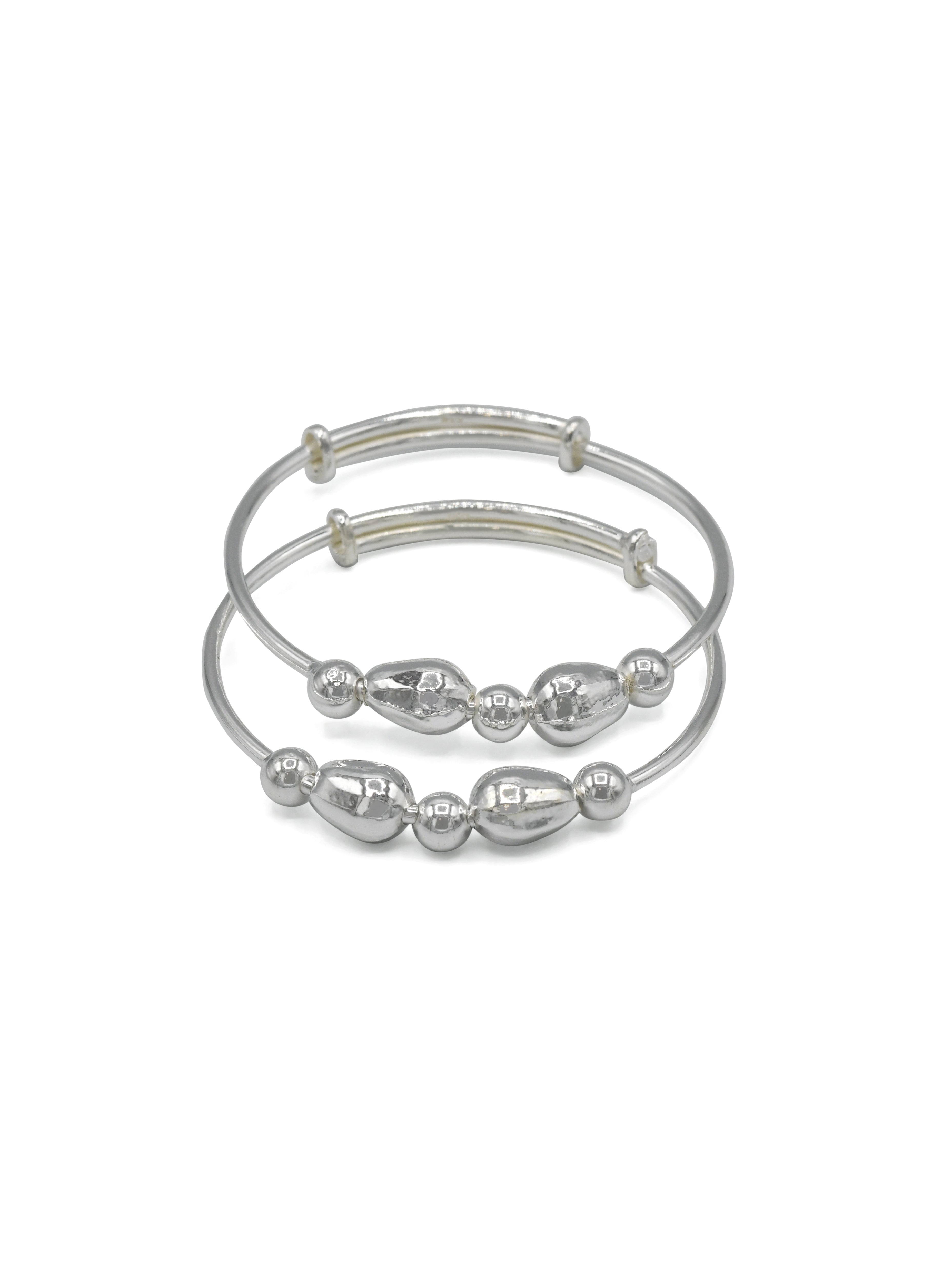 Silver Adjustable Pair Baby Bangle