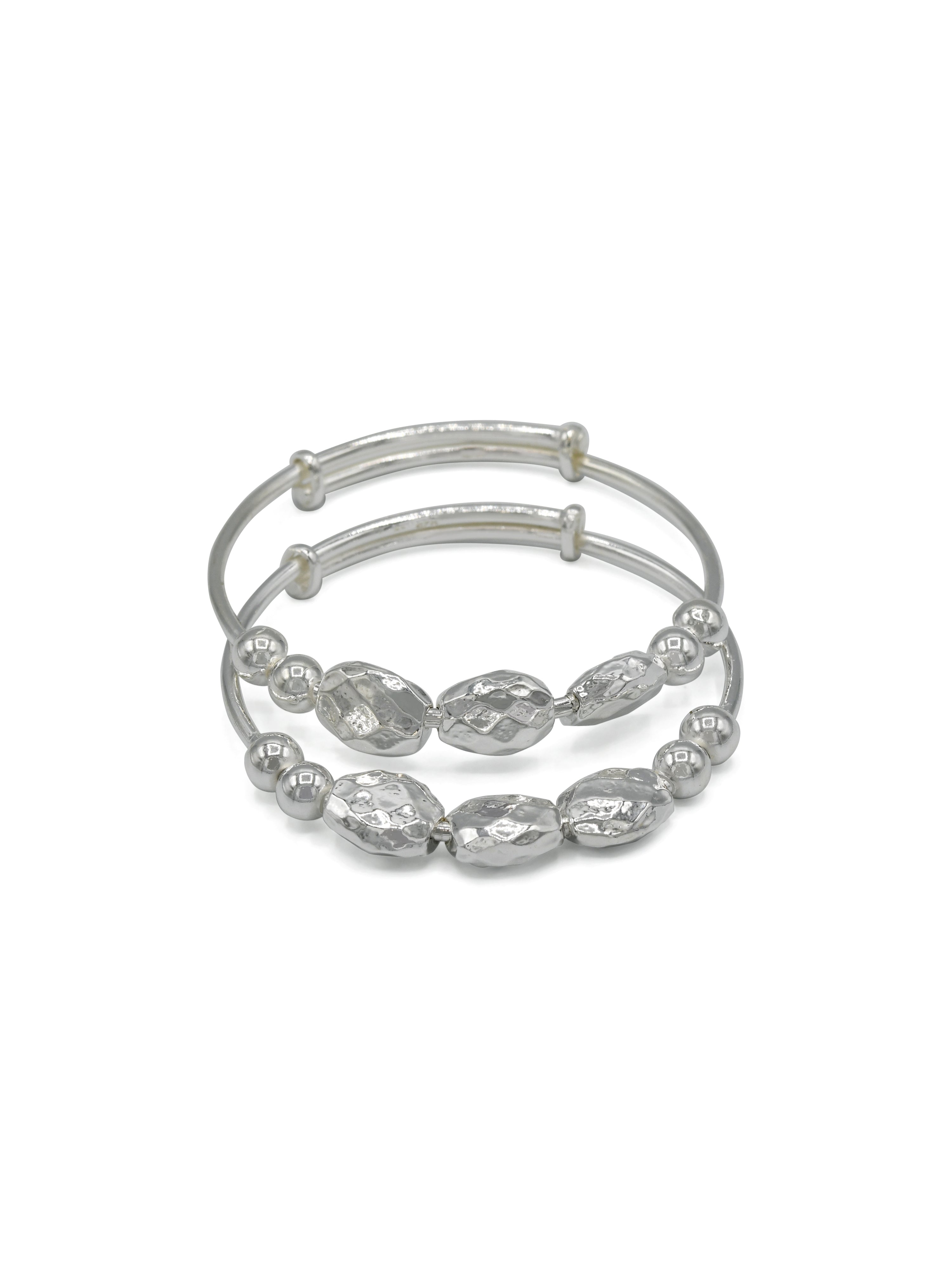 Silver Adjustable Pair Baby Bangle - Roop Darshan