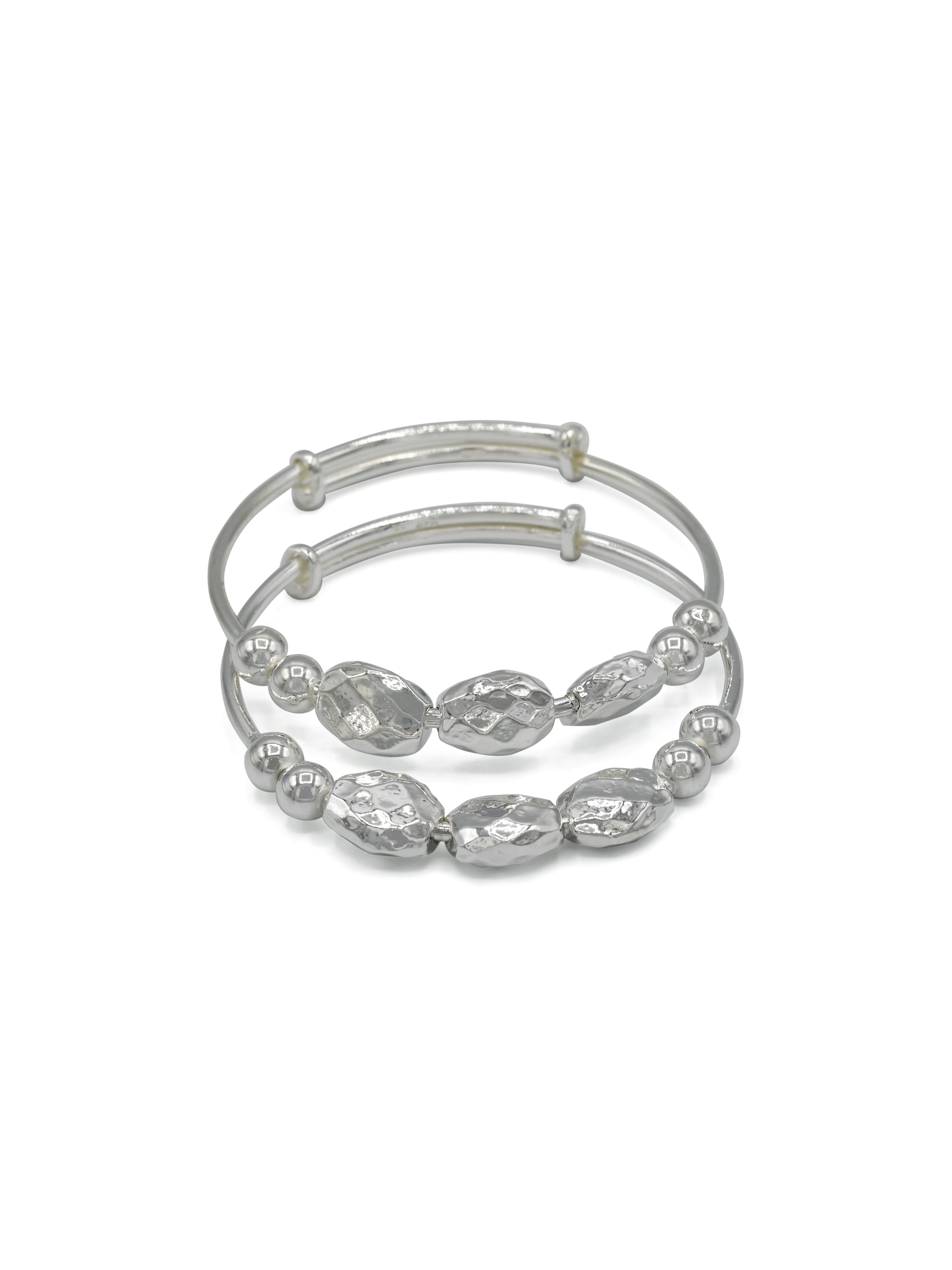 Silver Adjustable Pair Baby Bangle