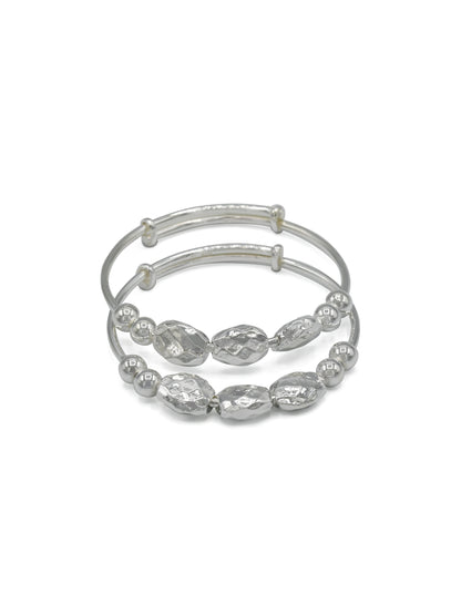Silver Adjustable Pair Baby Bangle