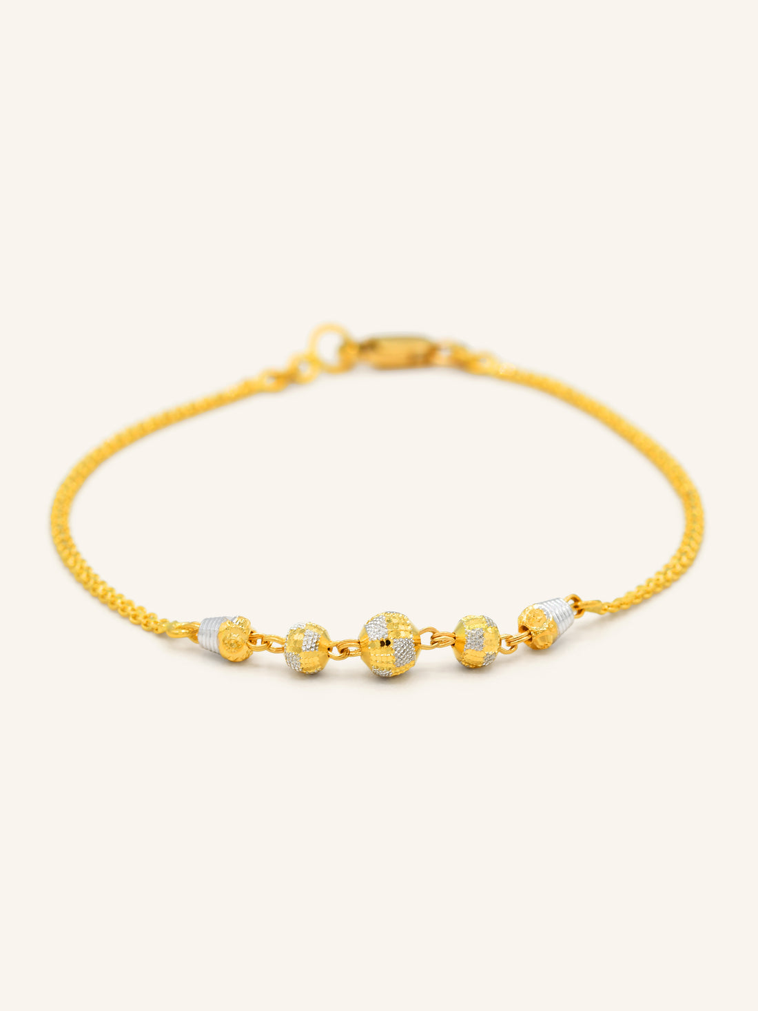 22ct Gold Two Tone Ball Ladies Bracelet