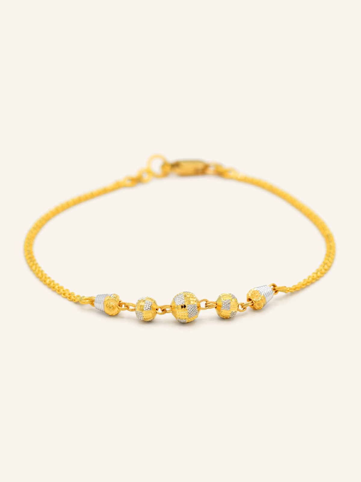 22ct Gold Two Tone Ball Ladies Bracelet