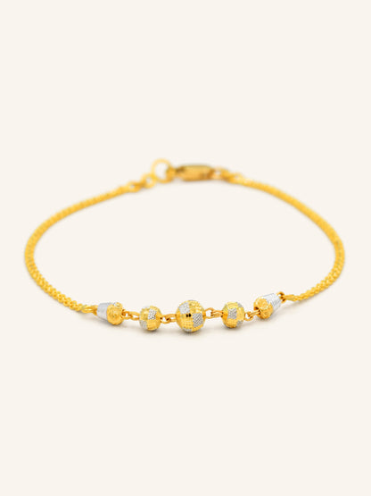 22ct Gold Two Tone Ball Ladies Bracelet