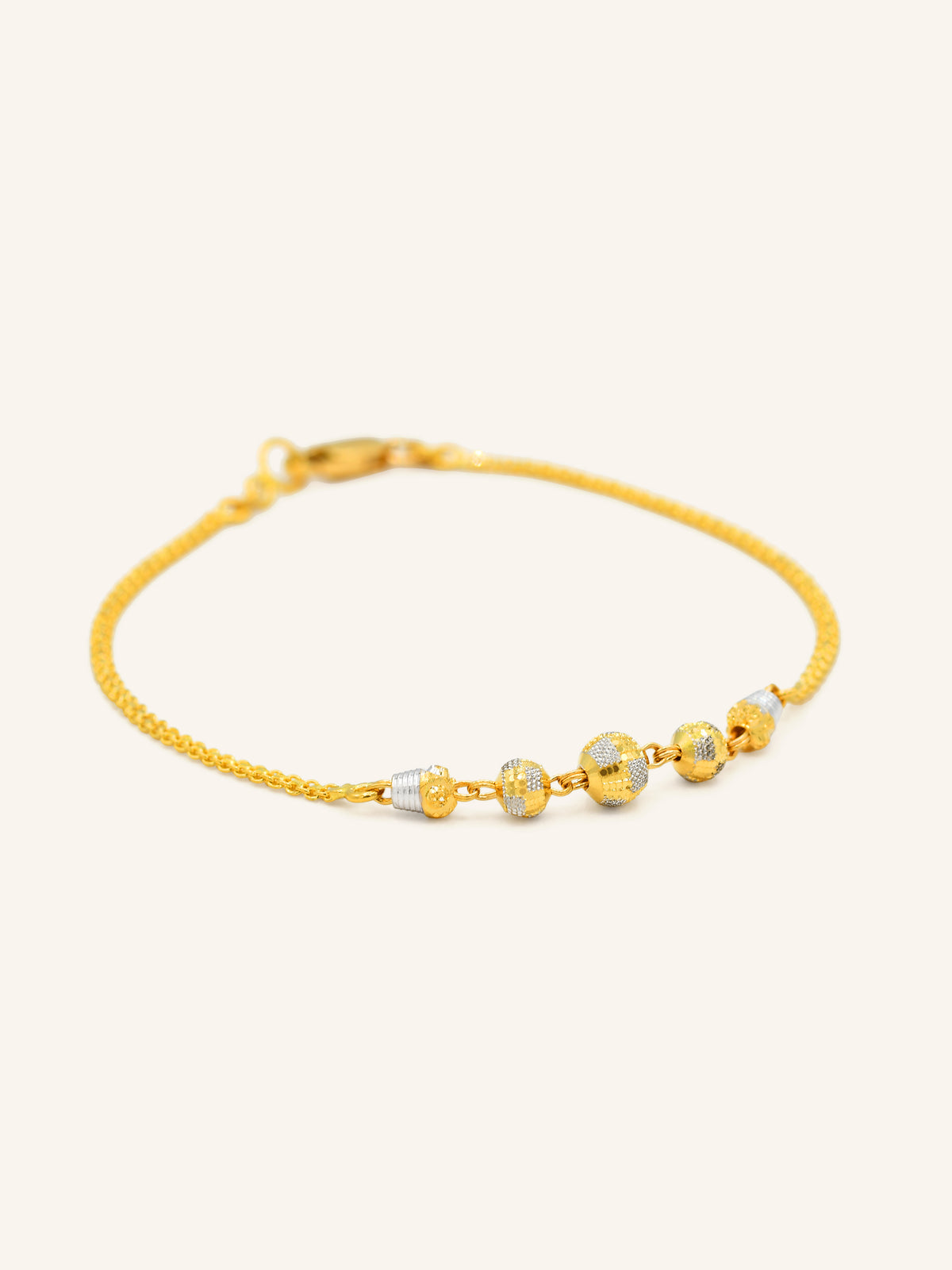 22ct Gold Two Tone Ball Ladies Bracelet