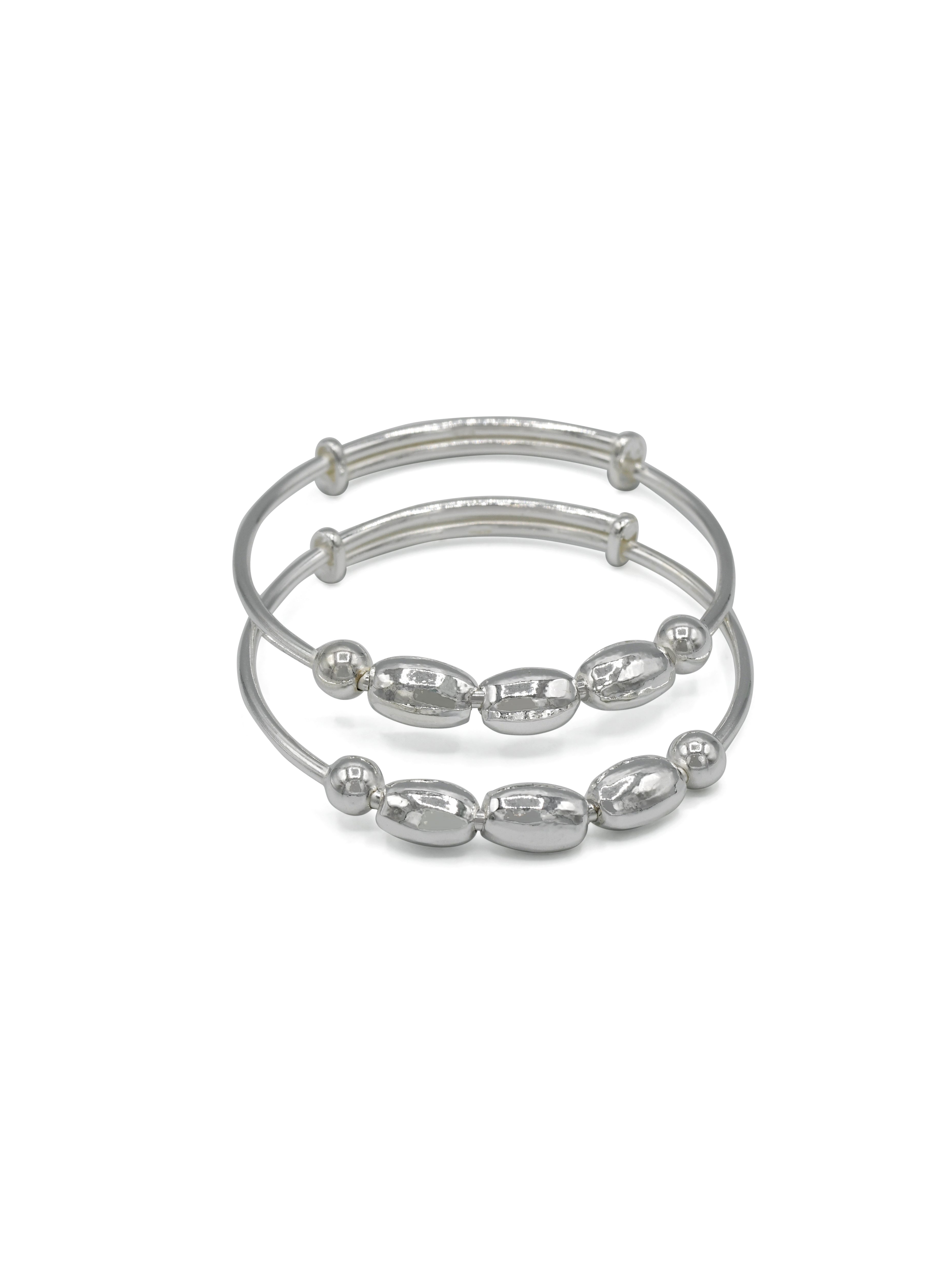 Silver Adjustable Pair Baby Bangle