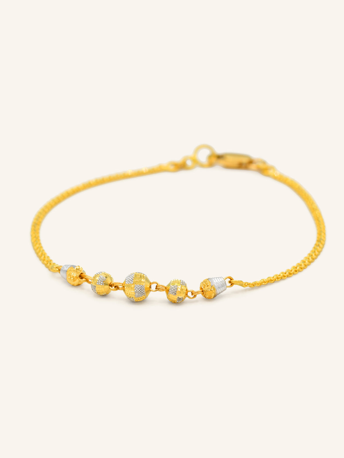 22ct Gold Two Tone Ball Ladies Bracelet