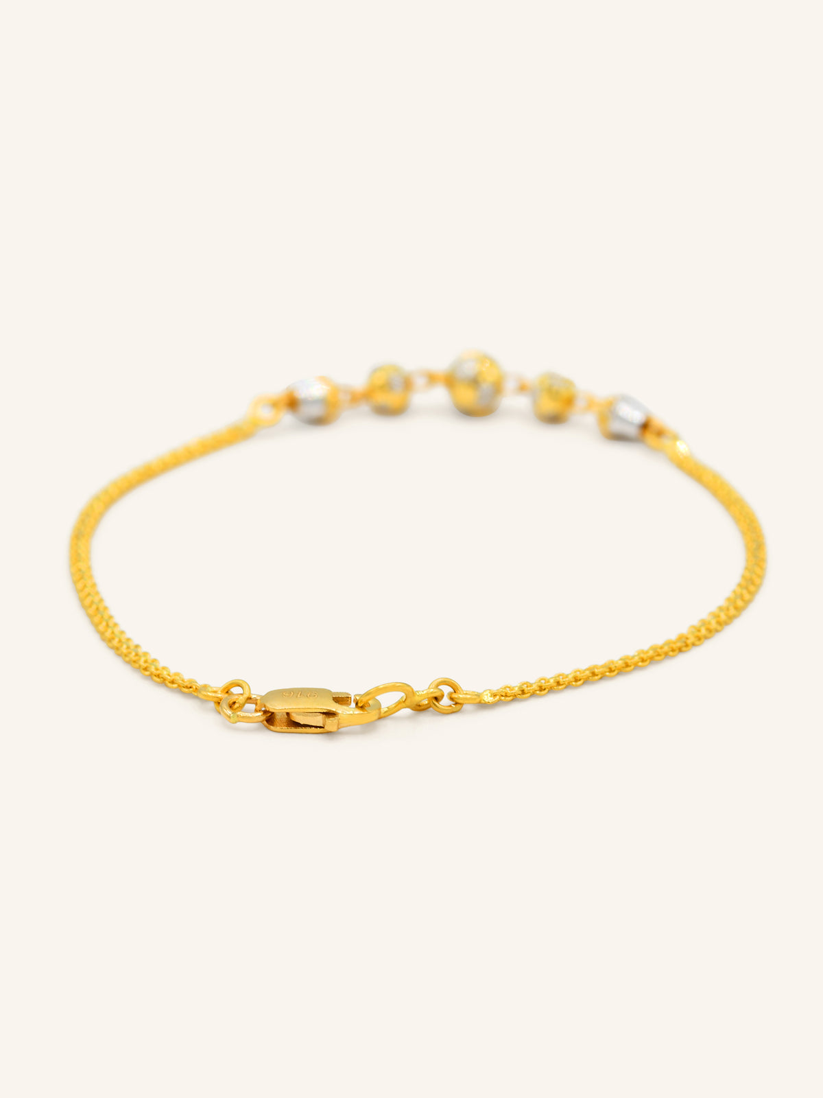 22ct Gold Two Tone Ball Ladies Bracelet
